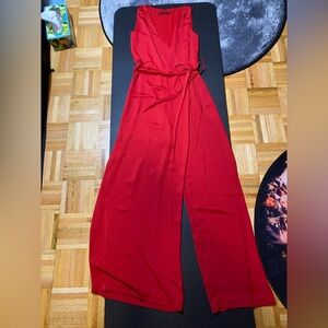 Zara brand new jumpsuit red size S with wide pants